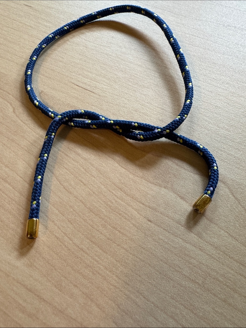 Dorsey Paracord Anklet Blue and Gold Accent with CZ at the ends - Picture 2 of 4